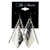 Textured Dangle-Earrings With Crystal Accents  Silver-Tone Color #LQE4559