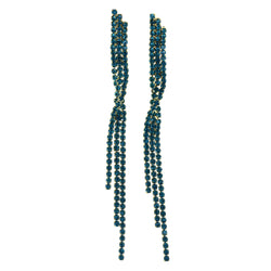 Twist Dangle-Earrings With Rhinstone Accents Blue & Gold-Tone Colored #LQE4560