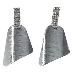 Textured Drop-Dangle-Earrings With Crystal Accents  Silver-Tone Color #LQE4561