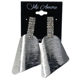 Textured Drop-Dangle-Earrings With Crystal Accents  Silver-Tone Color #LQE4561