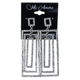 Textured Drop-Dangle-Earrings With Crystal Accents  Silver-Tone Color #LQE4565