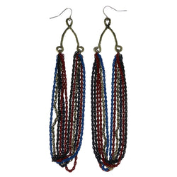 Colorful & Gold-Tone Colored Metal Dangle-Earrings With tassel Accents #LQE4570