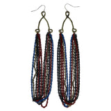 Colorful & Gold-Tone Colored Metal Dangle-Earrings With tassel Accents #LQE4570