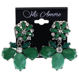 Mi Amore Faceted Flower Drop-Dangle-Earrings Green & Silver-Tone