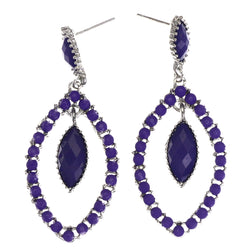 Mi Amore Faceted Drop-Dangle-Earrings Purple/Silver-Tone