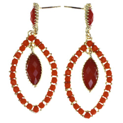 Mi Amore Faceted Drop-Dangle-Earrings Orange/Gold-Tone