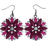 Mi Amore Faceted Flower Dangle-Earrings Pink & Silver-Tone