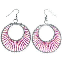 Mi Amore AB Finish Dangle-Earrings Pink/Silver-Tone