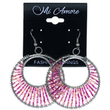 Mi Amore AB Finish Dangle-Earrings Pink/Silver-Tone