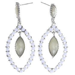 Mi Amore Faceted Drop-Dangle-Earrings White/Silver-Tone
