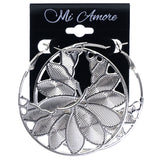 Mi Amore Leaf Hoop-Earrings Silver-Tone