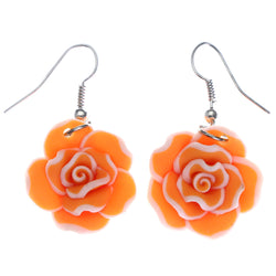 Mi Amore Flower Dangle-Earrings Orange/White