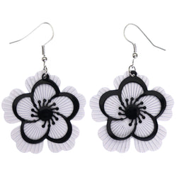 Mi Amore Flower Dangle-Earrings White/Black