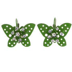 Mi Amore Butterfly Dangle-Earrings Green/Silver-Tone