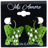 Mi Amore Butterfly Dangle-Earrings Green/Silver-Tone