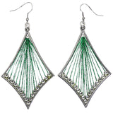 Mi Amore String Art Dangle-Earrings Green/Silver-Tone