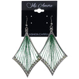 Mi Amore String Art Dangle-Earrings Green/Silver-Tone