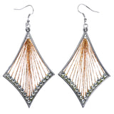 Mi Amore String Art Dangle-Earrings Orange/Silver-Tone