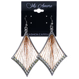 Mi Amore String Art Dangle-Earrings Orange/Silver-Tone