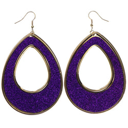 Mi Amore Glitter Sparkle Dangle-Earrings Purple & Gold-Tone