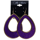 Mi Amore Glitter Sparkle Dangle-Earrings Purple & Gold-Tone