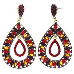 Mi Amore Antiqued Drop-Dangle-Earrings Red/Gold-Tone