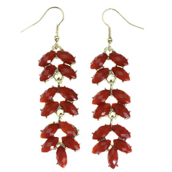 Mi Amore Faceted Dangle-Earrings Red/Gold-Tone