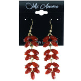 Mi Amore Faceted Dangle-Earrings Red/Gold-Tone