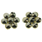 Gold-Tone Metal Stud-Earrings With Black Crystal Accents