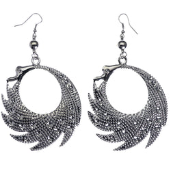 Mi Amore Textured Dangle-Earrings Silver-Tone