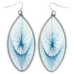 Mi Amore String Art Dangle-Earrings Blue/Silver-Tone