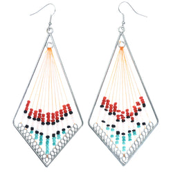 Mi Amore String Art Dangle-Earrings Orange/Multicolor