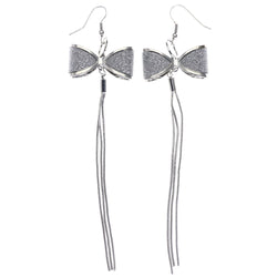 Mi Amore Glitter Sparkle,Bow Dangle-Earrings Silver-Tone