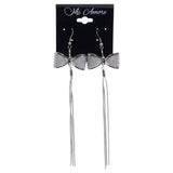 Mi Amore Glitter Sparkle,Bow Dangle-Earrings Silver-Tone