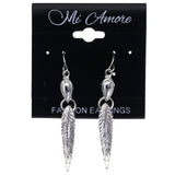 Mi Amore Feather Dangle-Earrings Silver-Tone