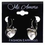 Mi Amore Heart Dangle-Earrings Silver-Tone/White