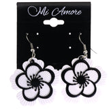 Mi Amore Flower Dangle-Earrings White/Black