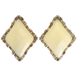 Mi Amore Faceted Stud-Earrings White/Gold-Tone