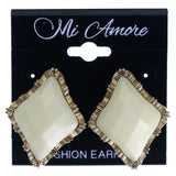 Mi Amore Faceted Stud-Earrings White/Gold-Tone