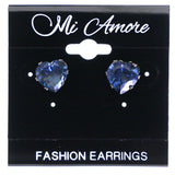 Mi Amore Heart Stud-Earrings Blue/Silver-Tone