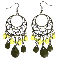 Mi Amore Faceted Antiqued Dangle-Earrings Gold-Tone & Green