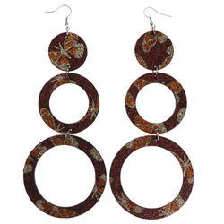 Mi Amore Glitter Sparkle Dangle-Earrings Brown & Orange