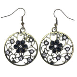 Mi Amore Antiqued Flower Dangle-Earrings Gold-Tone & Black