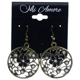 Mi Amore Antiqued Flower Dangle-Earrings Gold-Tone & Black