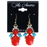 Mi Amore Faceted Dangle-Earrings Red/Blue