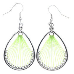 Mi Amore String Art Dangle-Earrings Green/Silver-Tone