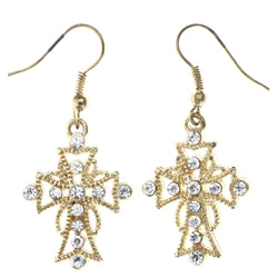 Mi Amore Cross Dangle-Earrings Gold-Tone/Silver-Tone