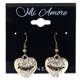 Mi Amore I love You Heart Dangle-Earrings Gold-Tone & Black
