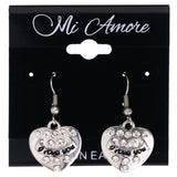 Mi Amore I love You Heart Dangle-Earrings Silver-Tone & Black