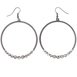 Mi Amore Textured Dangle-Earrings Silver-Tone